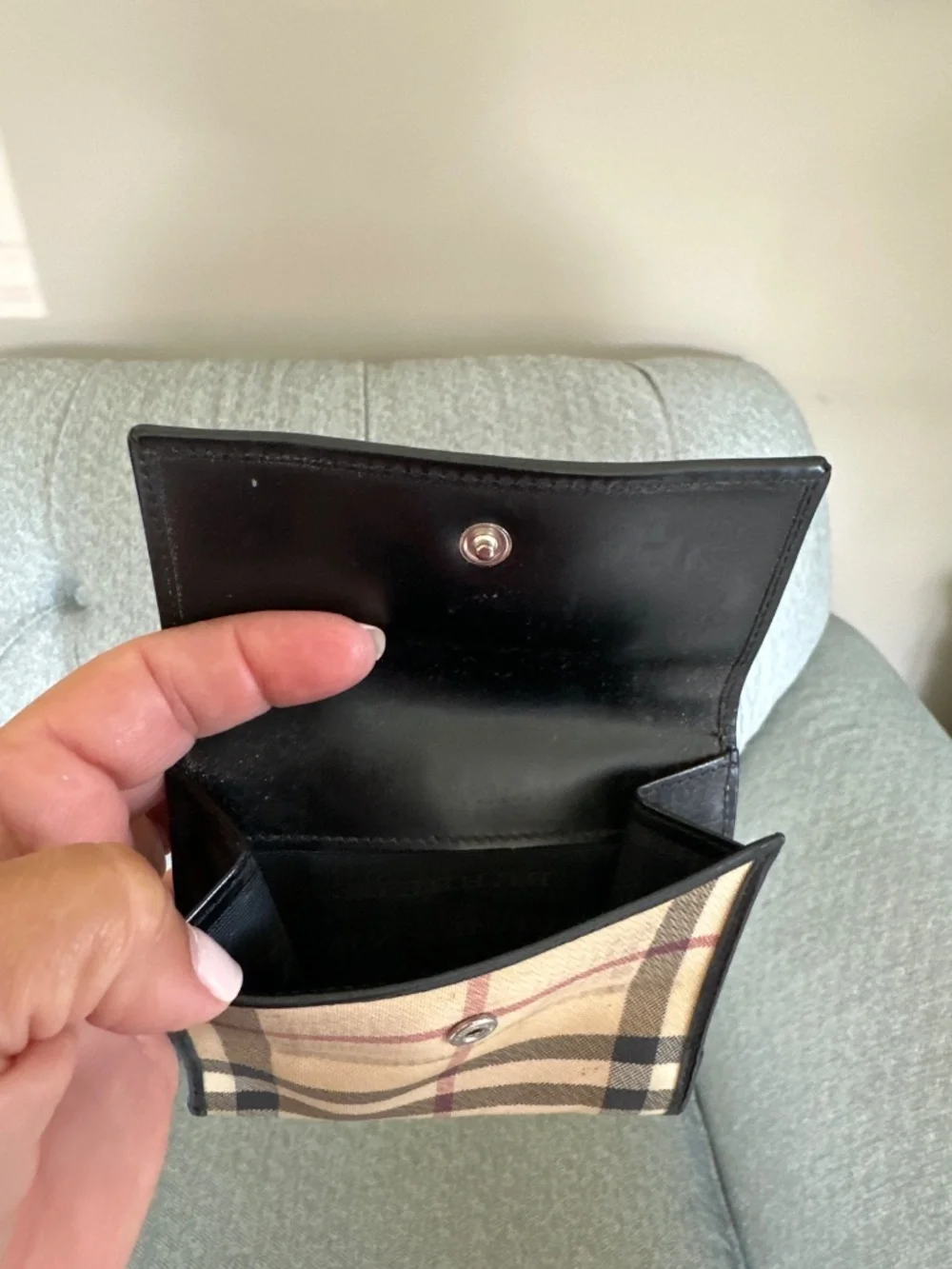 Vintage Burberry Nova Check Black Leather Wallet